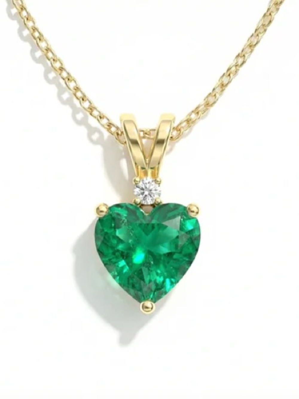 Emerald Heart Pendant Necklace Yellow Gold Vermail 1.5ct NWT
